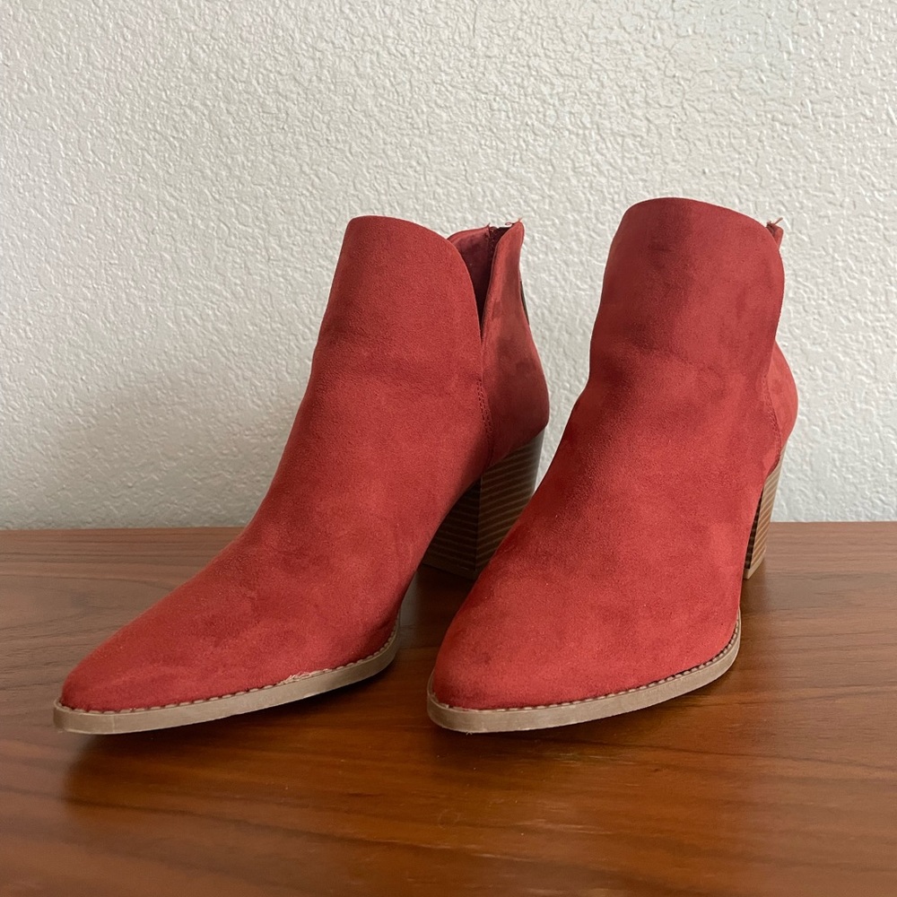 Sun + Stone orange booties